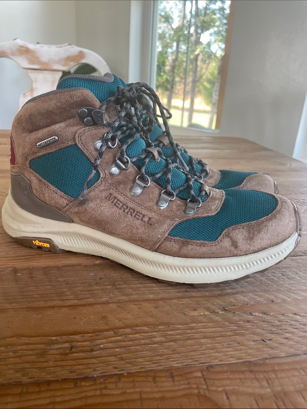 Merrell Teal and Brown WATERPROOF Lace Up Hiking Boots